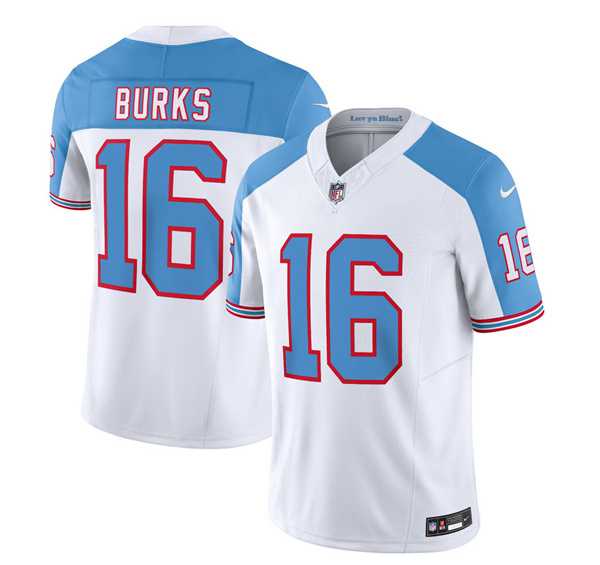 Men & Women & Youth Tennessee Titans #16 Treylon Burks White Blue 2023 F.U.S.E. Vapor Limited Throwback Jersey